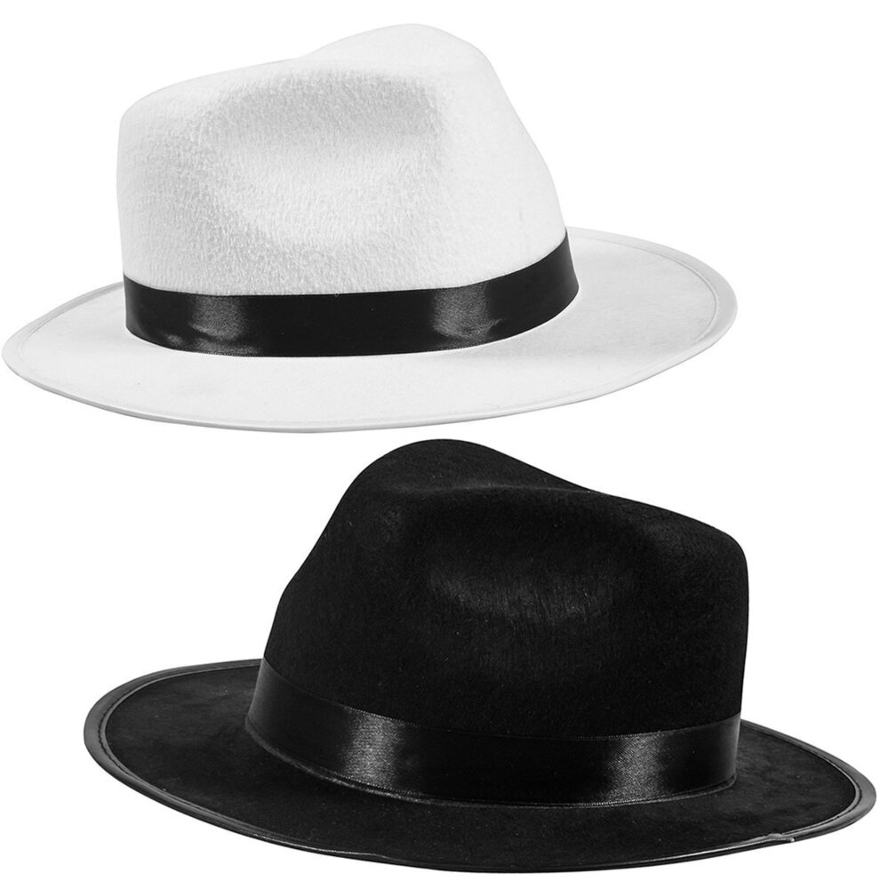 5373 Black Fedora Hats - Gangster Party Hats - Classic Mobster Gangster